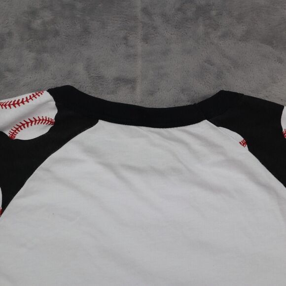 Raglan Shirt Womens M Multicolor Quarter Sleeve Round Neck Graphic Print Tee - Picture 9 of 14